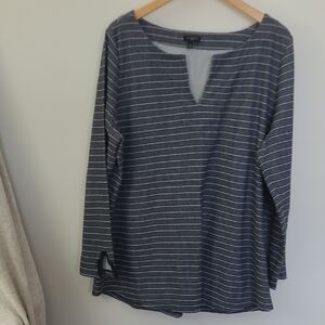 Talbots Tunic Navy White Stripe 2x